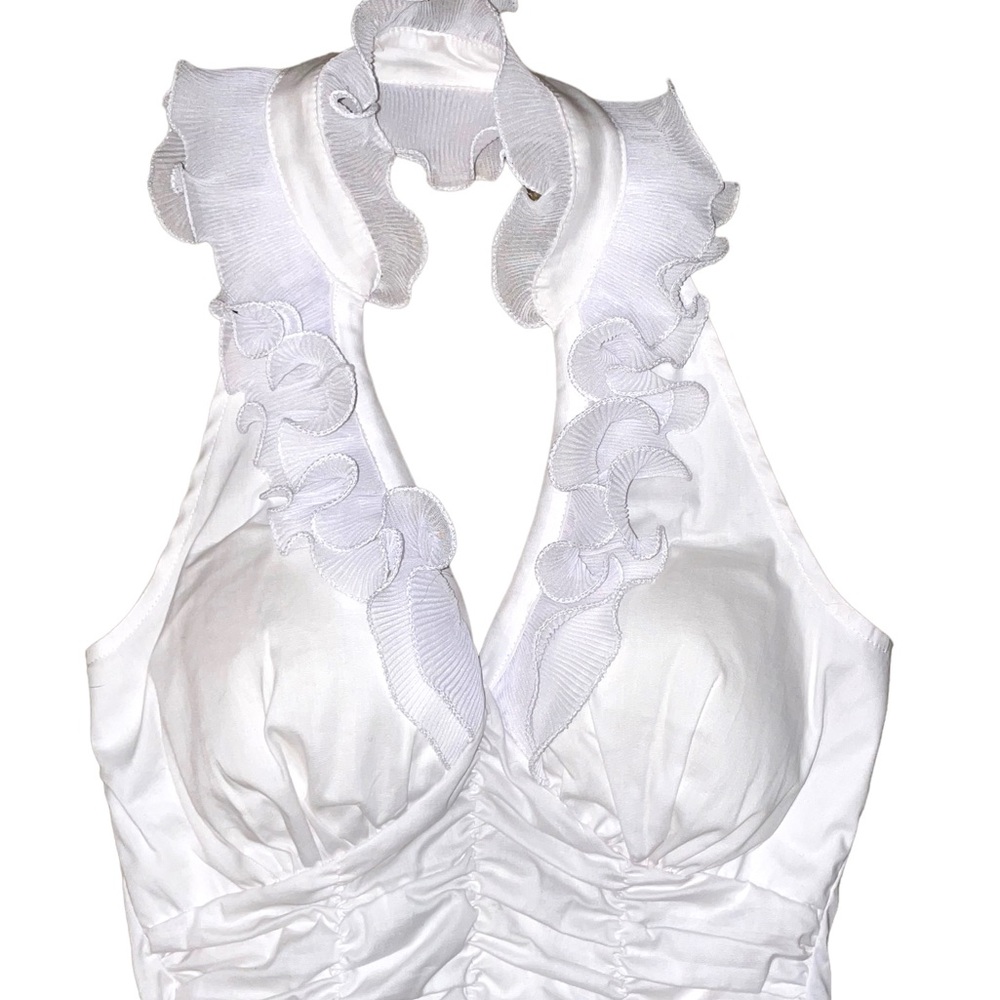 Body Central White Ruffled Halter Neck Top - Picture 2 of 8